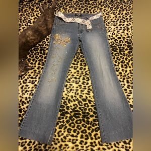 angels y2k rhinestone jeans